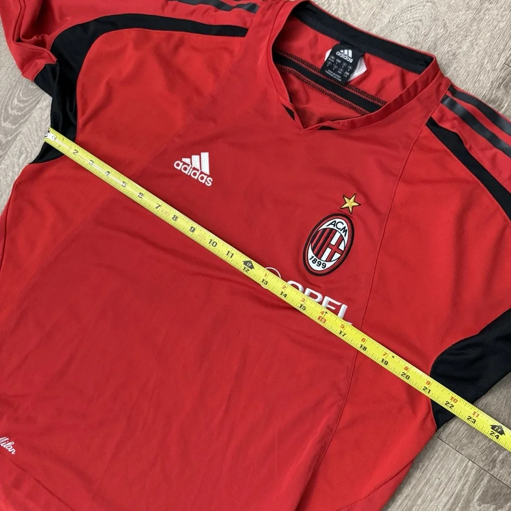 AC Milan 2004 Adidas Opel Red Player Issue Training Jersey Men's L Long Sleeve